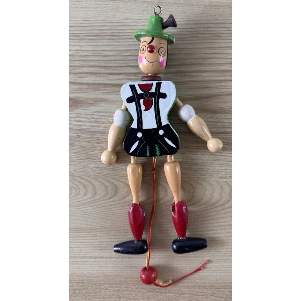 Vintage German Wooden Jumping Jack Pull String Puppet Ornament Folk Art 8" - Picture 3 of 11